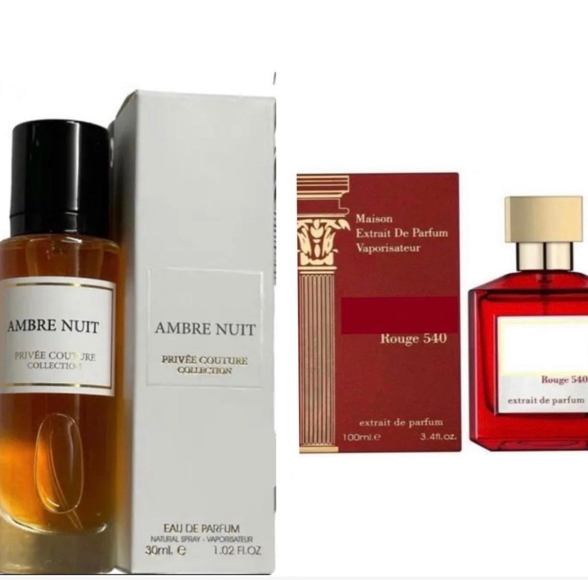 BUNDLE Fragrance wld. Prive collection, ambre nuit 30ml and Rouge 540 extrait 100ml